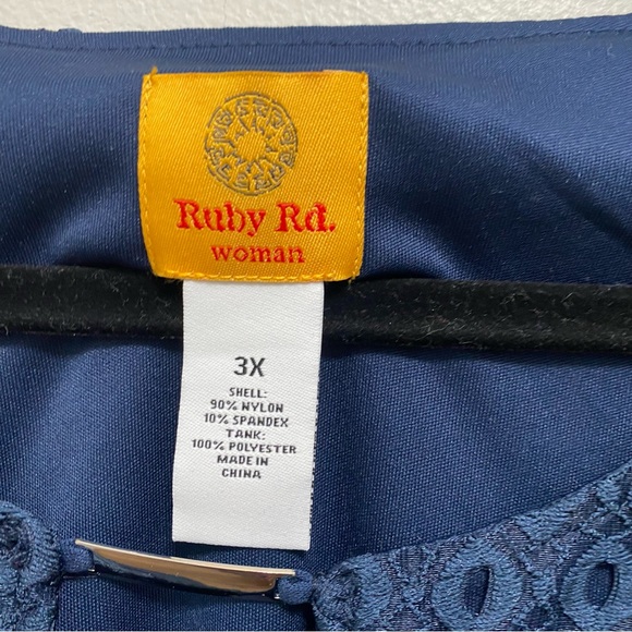 Ruby Rd. Blue Eyelet Overlay Blouse - Picture 7 of 10